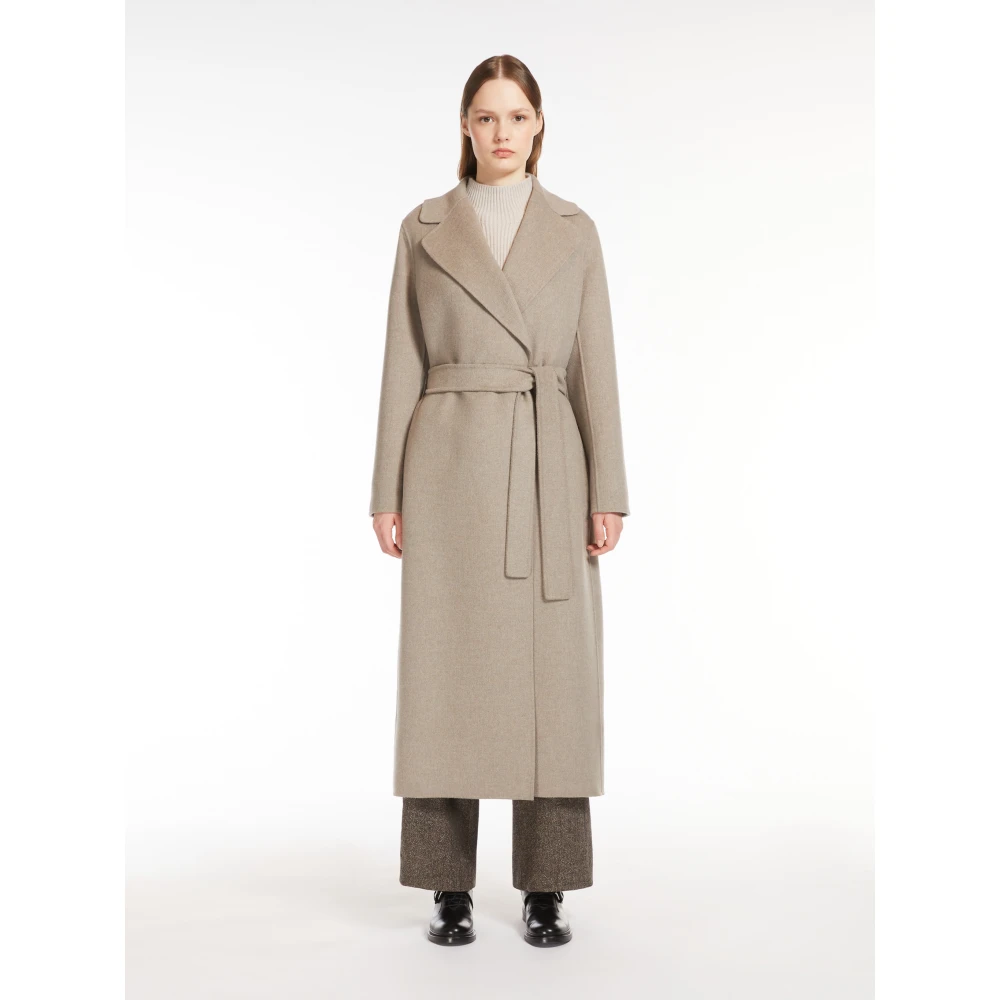 Max Mara Grijze wollen jas met brede revers Gray Dames