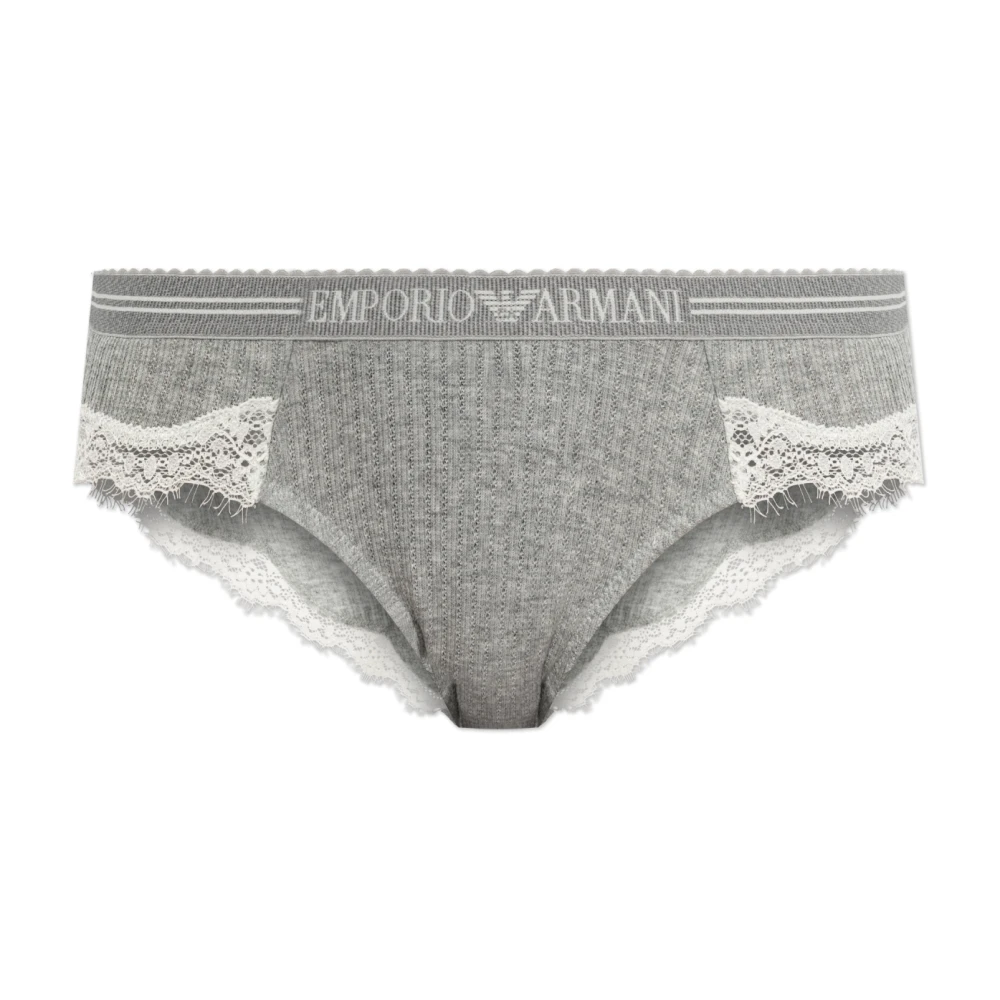 Emporio Armani Donna Grigio - Slip Con Inserti In Pizzo - Underwear - L