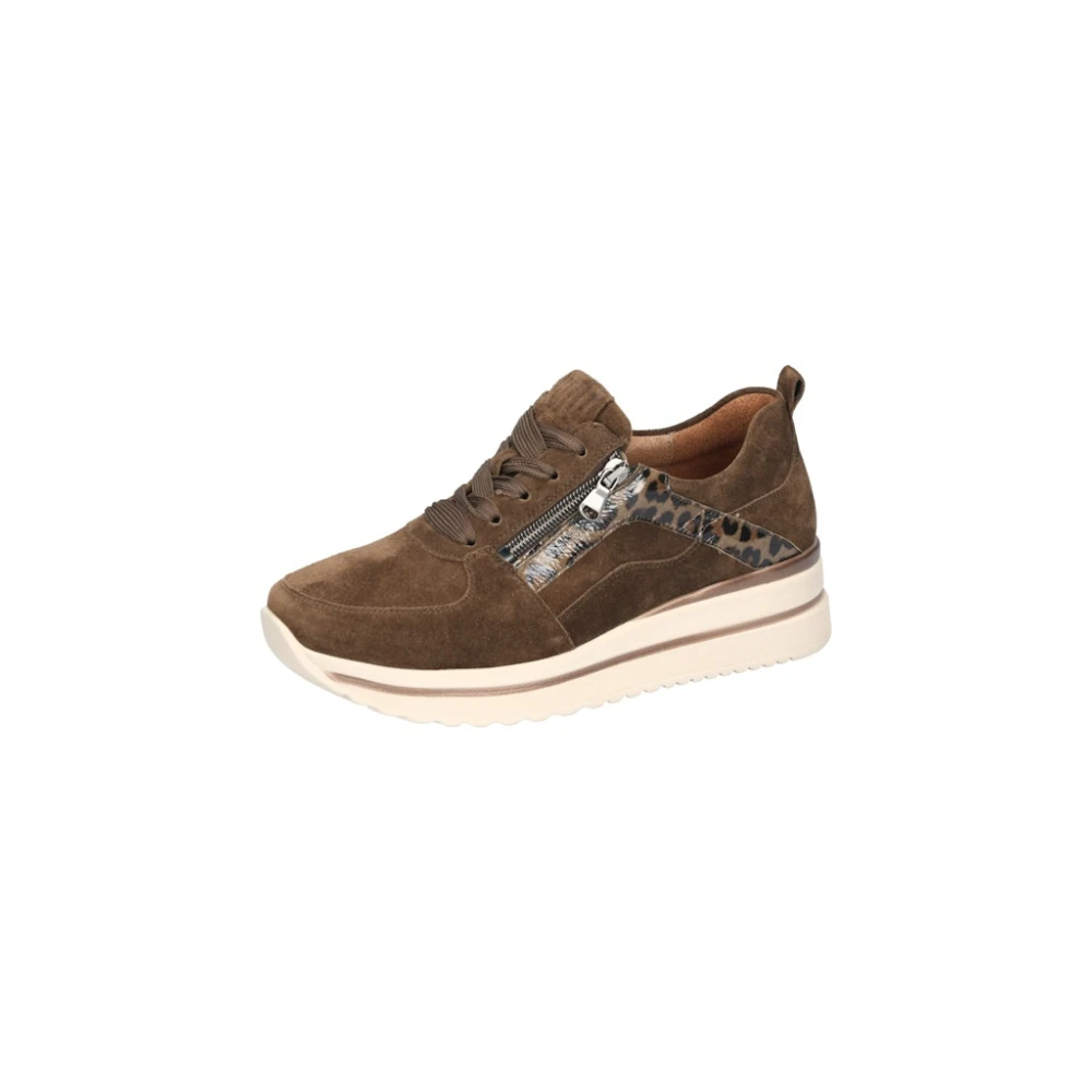 Waldläufer Sneaker met veters en zijrits Dames Schoenen Bruin