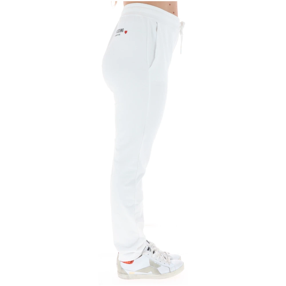 Love Moschino Witte bedrukte vetersbroek White Dames