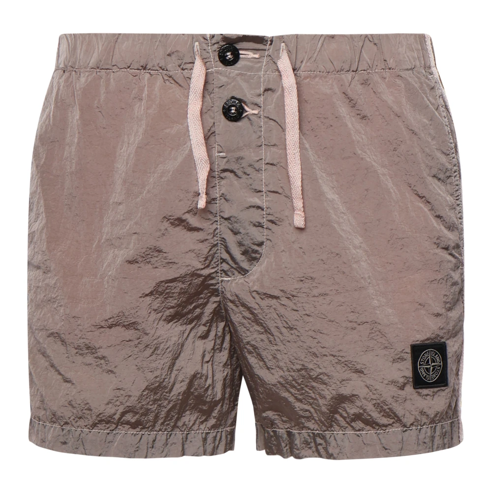 Stone Island Roze nylon shorts met kompaslogo Pink Heren