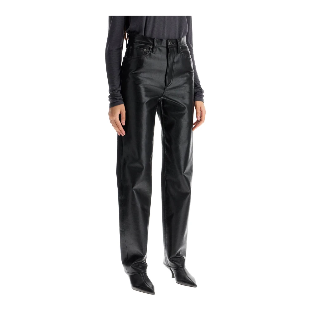 Agolde Vintage Leren Hoge Taille Broek Black Dames