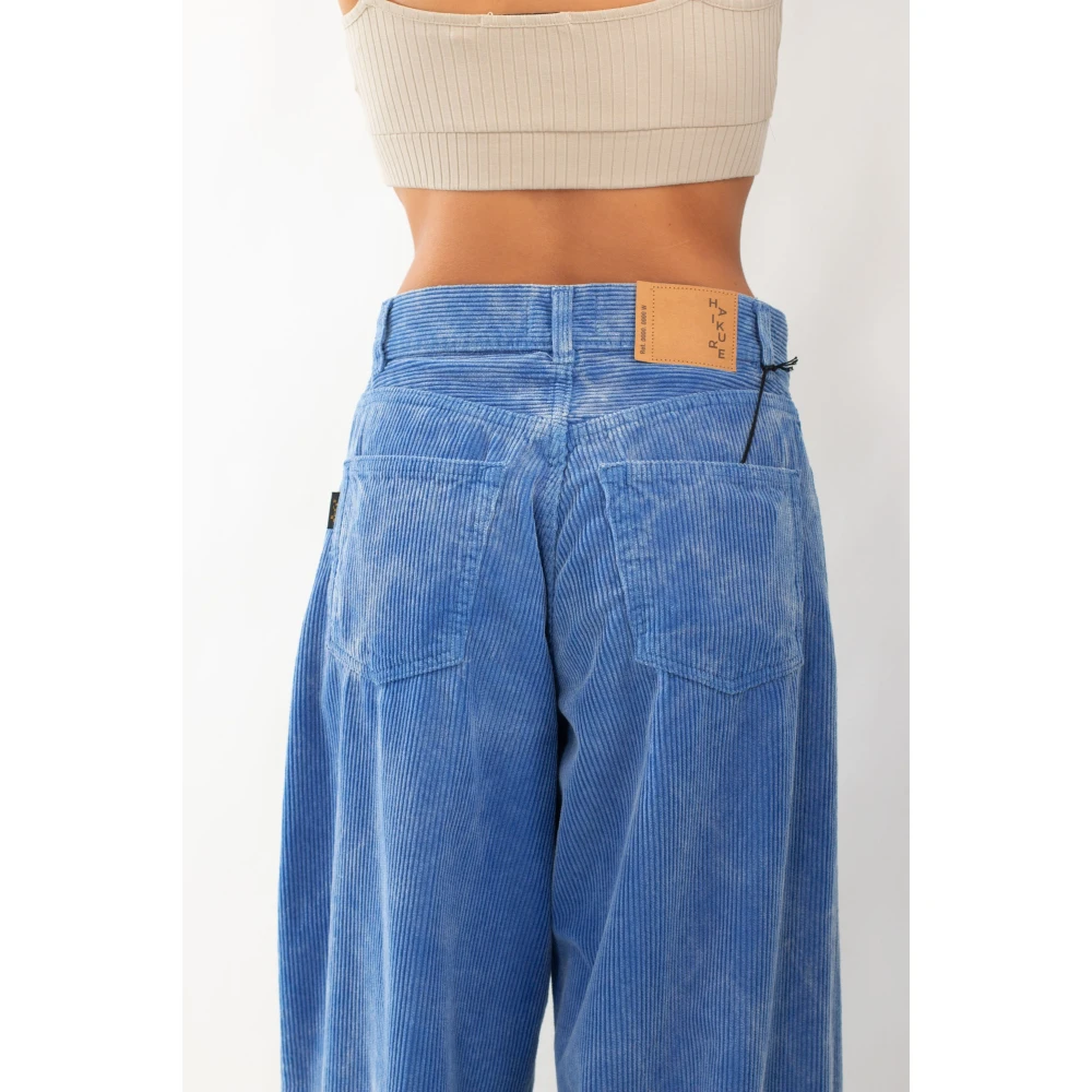 Haikure Velvet Washed Loose Jeans Blue Dames