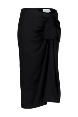 Gathered Satin Midi Skirt