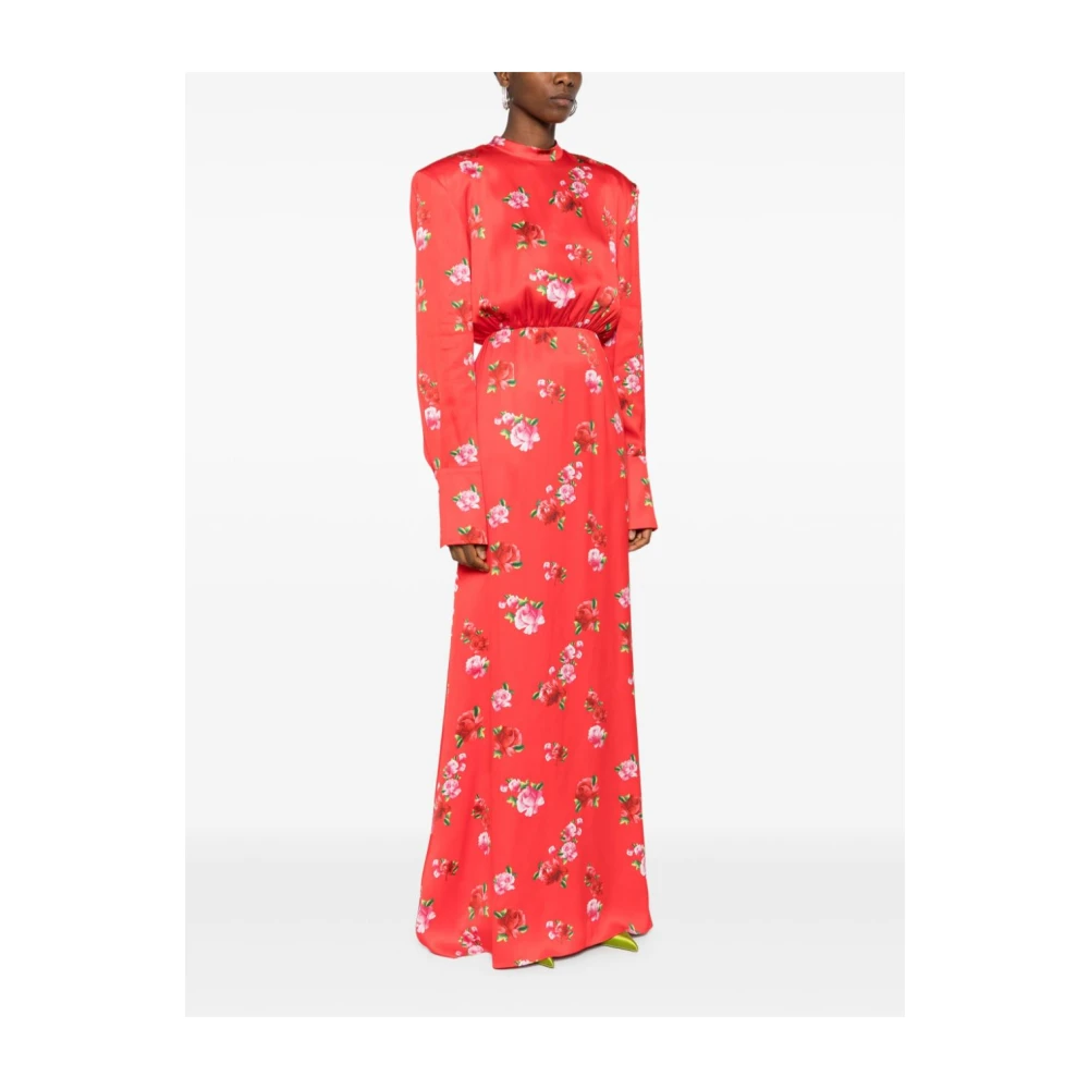 Magda Butrym Zijden Bloemenjurk Rood Aw24 Red Dames