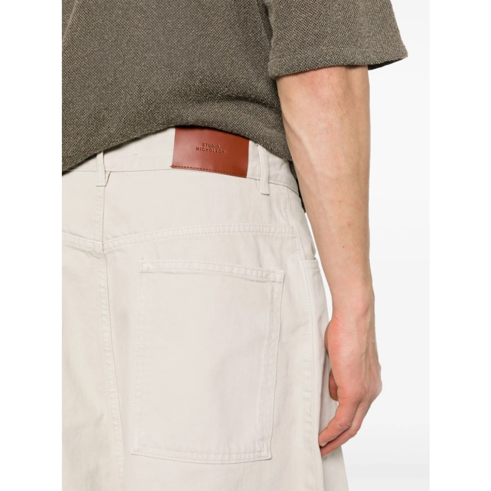 Studio Nicholson Wijde Denim Shorts in Dove Beige Heren
