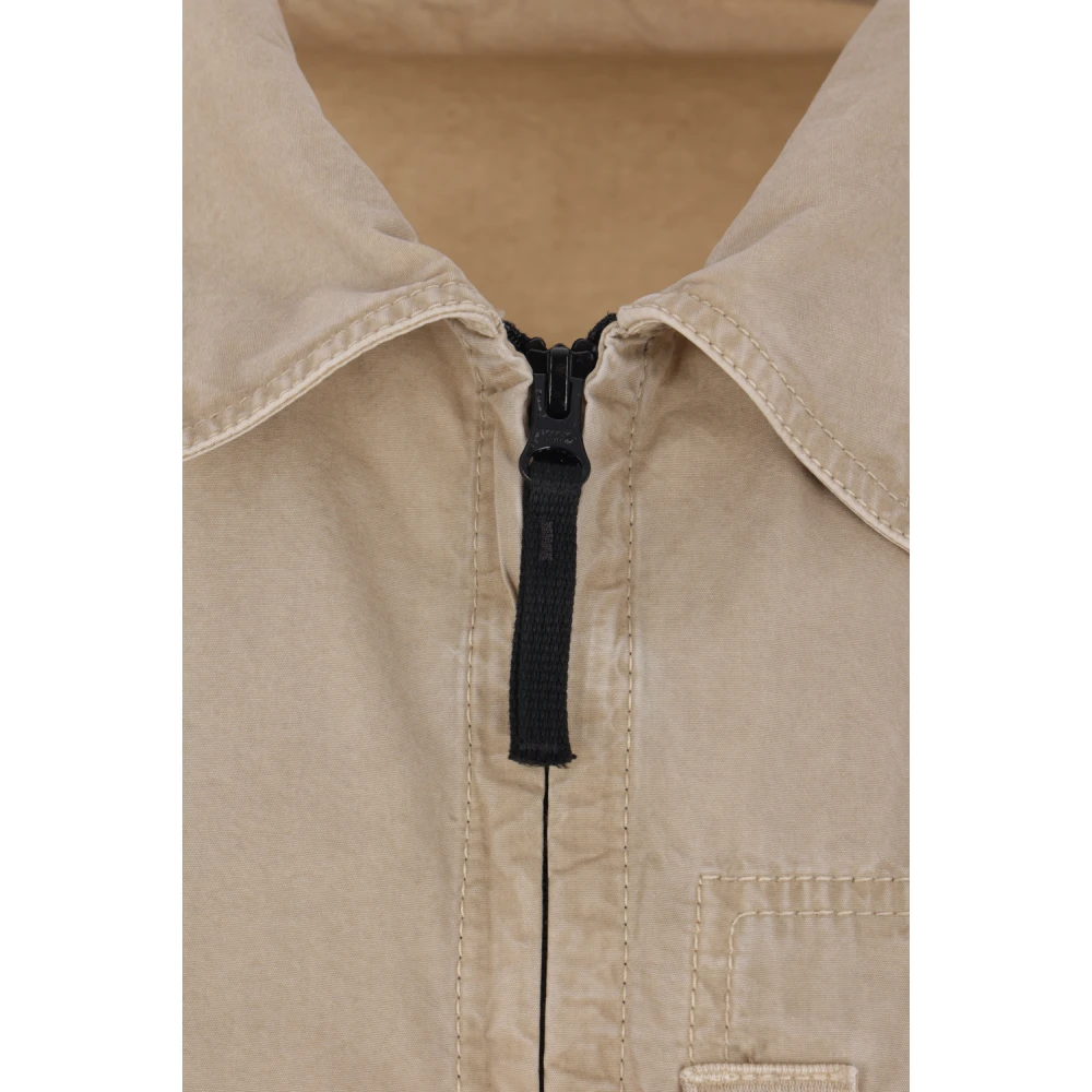 Stone Island Lichtbeige Katoenen Overhemdjasje Beige Heren