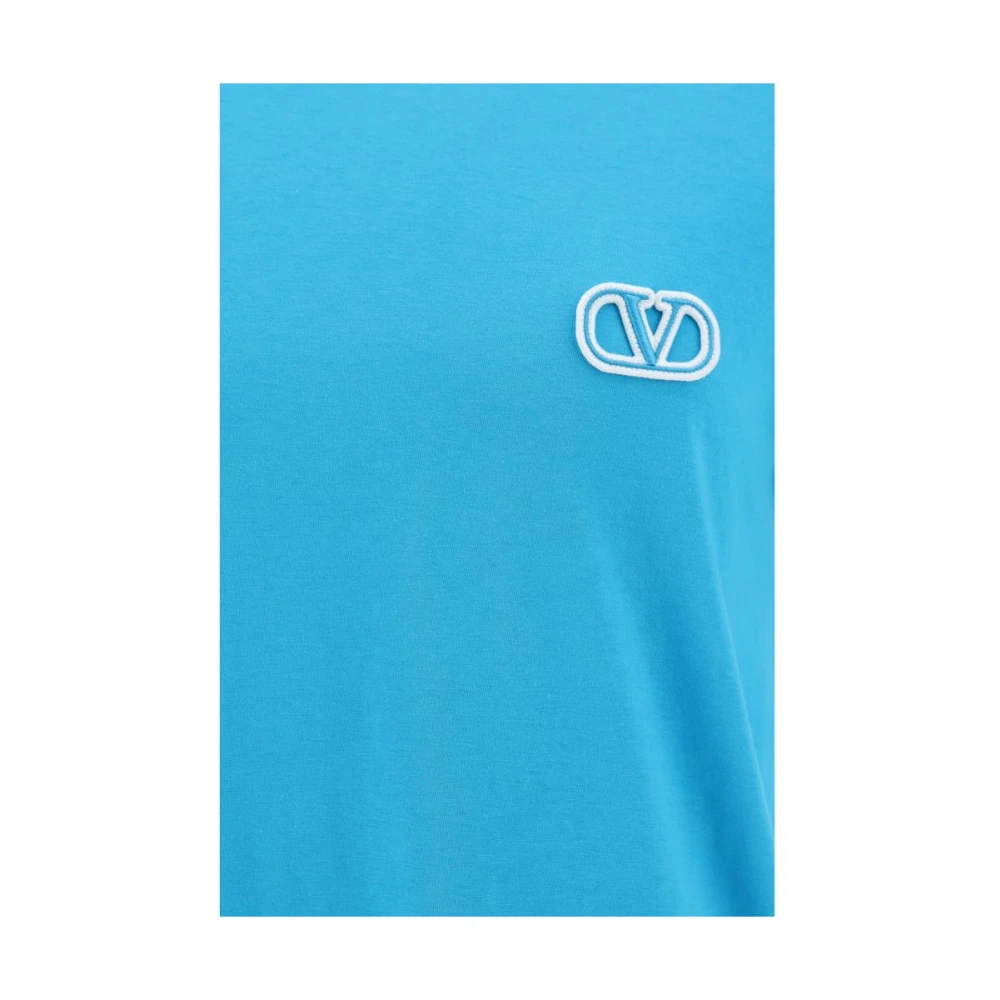 Valentino Logo Patch Katoenen T-Shirt Blue Heren