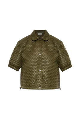Floral-Quilted Vadderad Kortärmad Skjorta