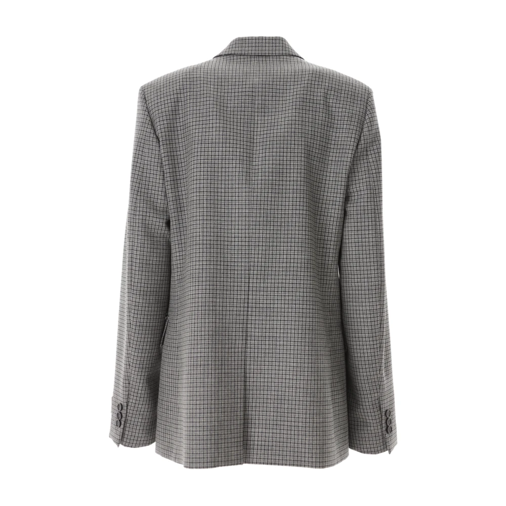 Msgm Grijze Wollen Jas met Strass Hart Gray Dames