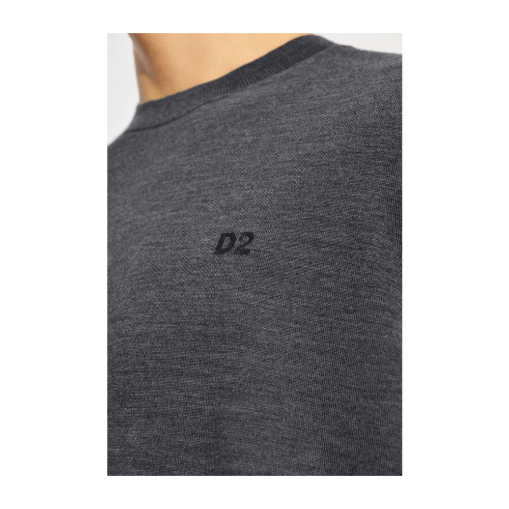 Dsquared2 Grijze Varen Wol Gebreide Trui Gray Heren