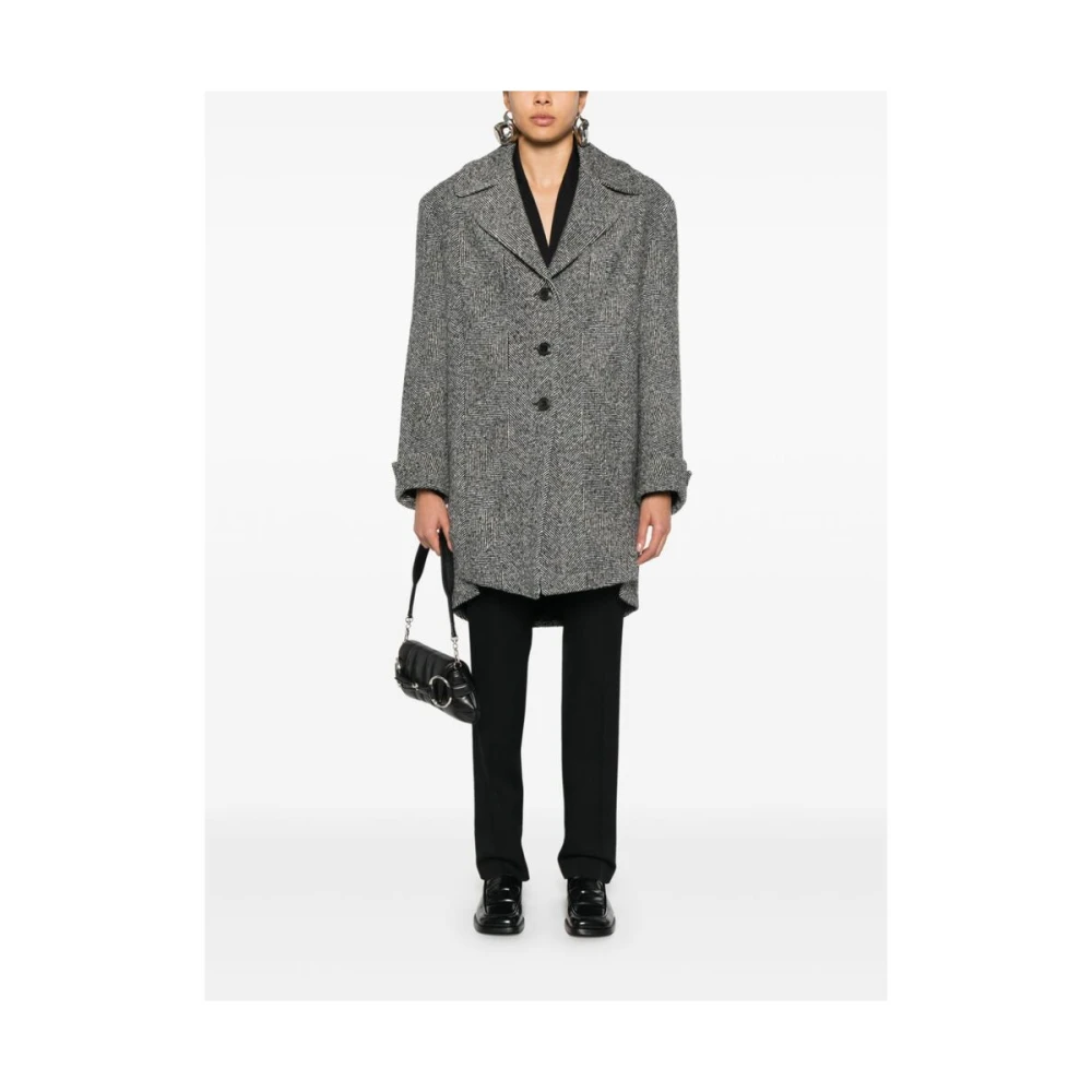 Ermanno Scervino Jas met Herringbone Patroon en Revers Black Dames