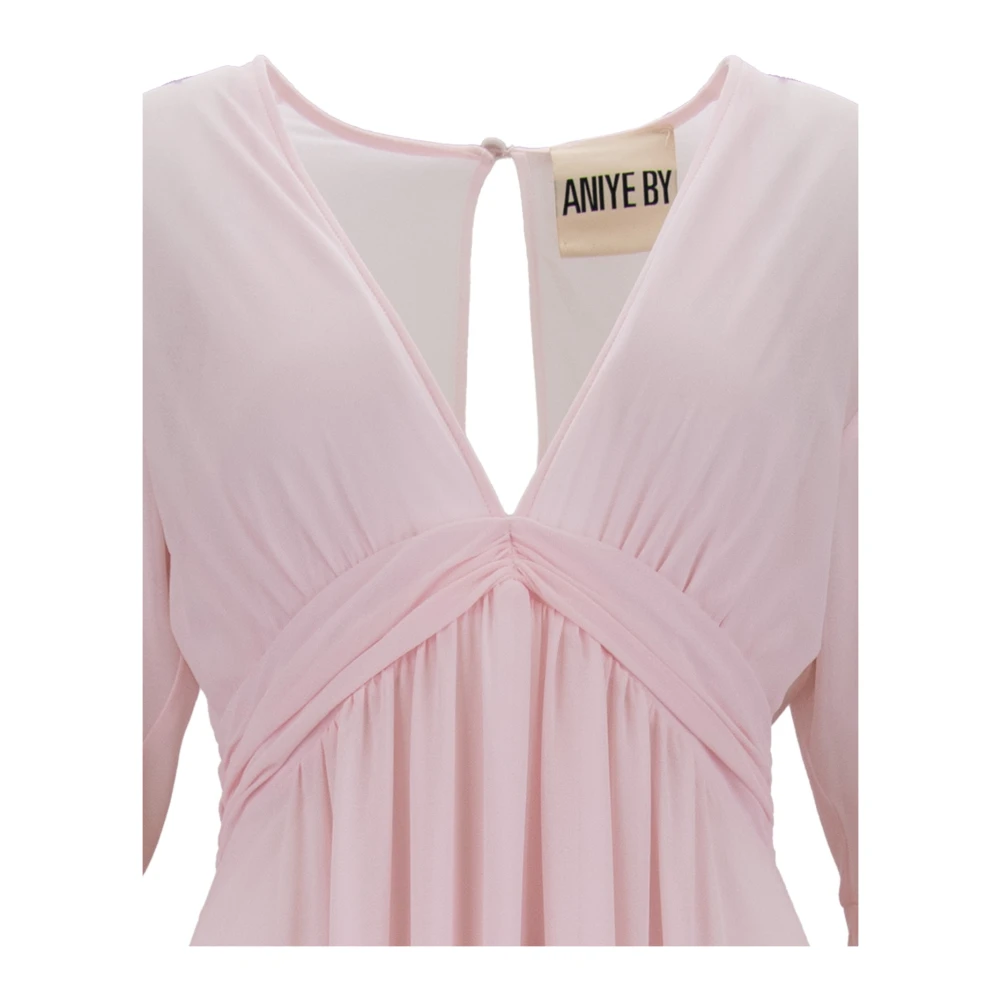 Aniye By Jurk met V-hals en lange mouwen Pink Dames