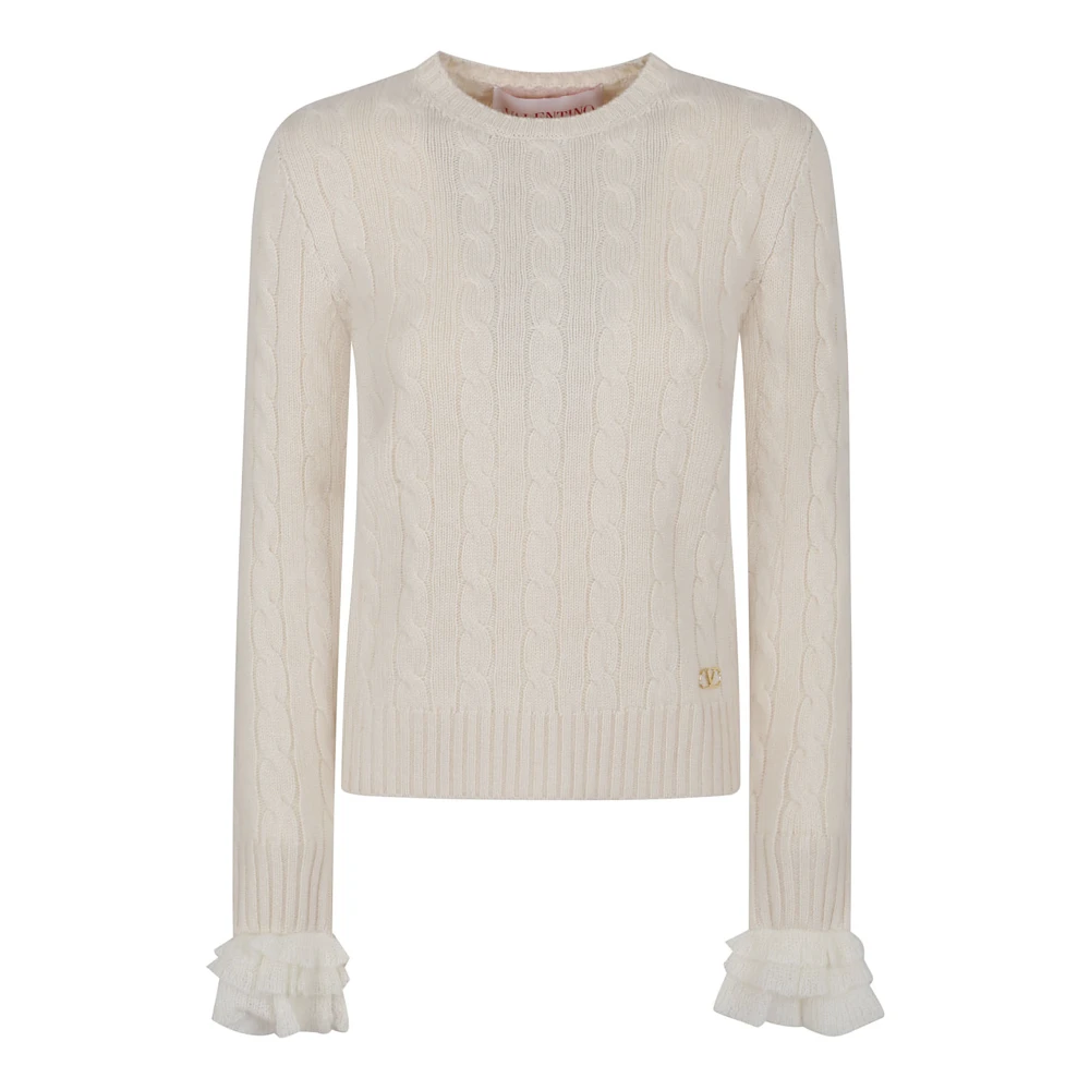 Valentino Garavani Effen Ivoor Gebreide Top Beige Dames