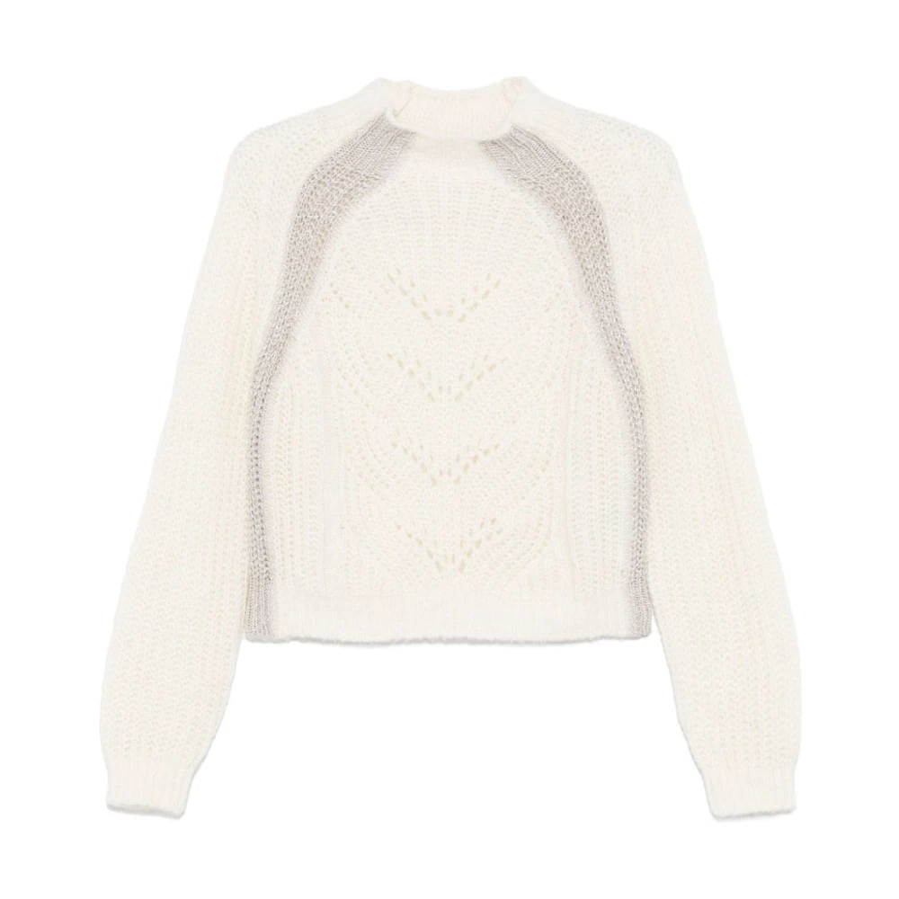 Liu Jo Witte Gebreide Trui met Lurex-details White Dames