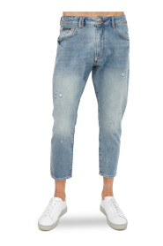 Klassische Blaue Denim Cropped Jeans