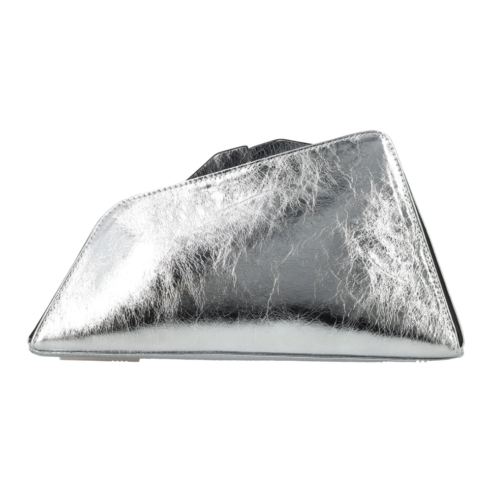 The Attico Zilver Craquelle Clutch Handtas Gray Dames