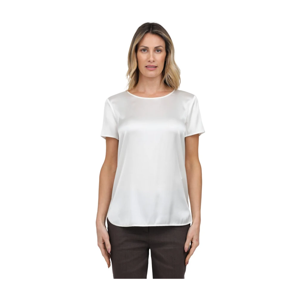 Max Mara Zijden Stretch T-shirt White Dames