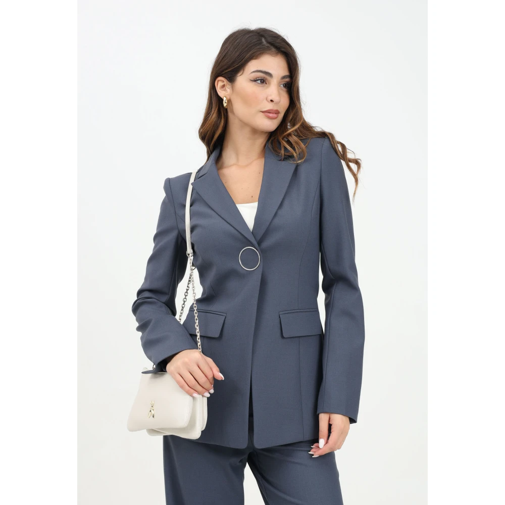 PATRIZIA PEPE Grijze Wol Stretch Jas Enigma Gray Dames