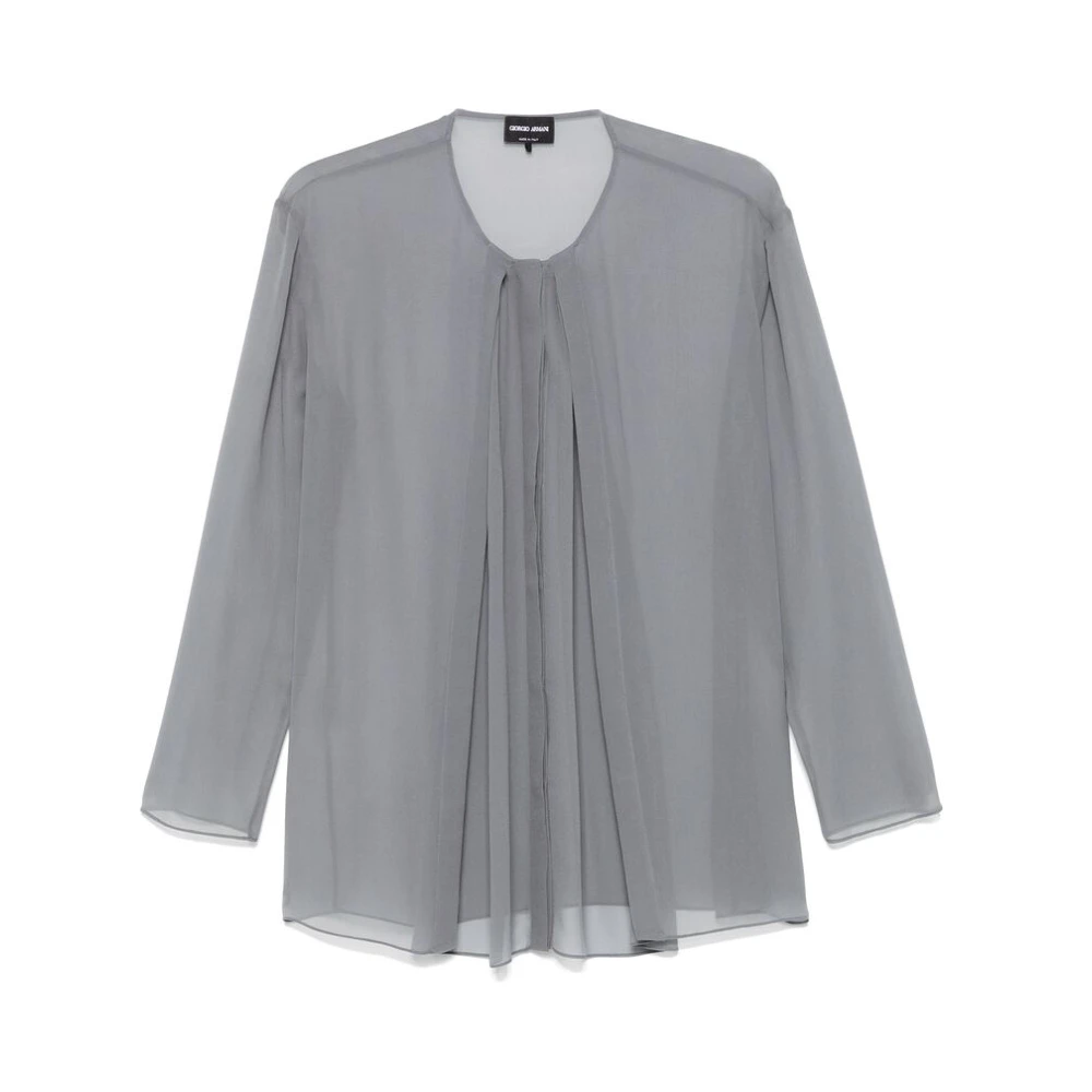 Giorgio Armani Donkergrijze Ronde Hals Lange Mouw Shirt Gray Dames