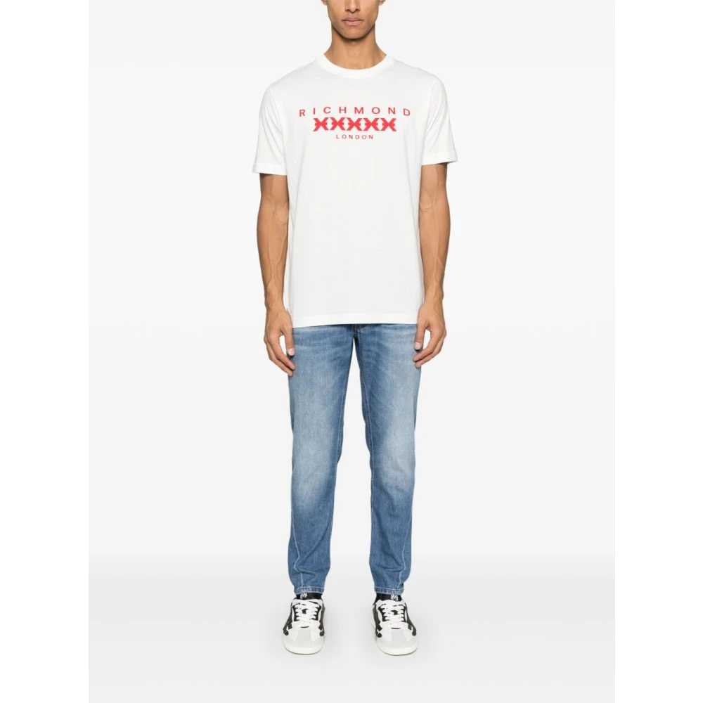 John Richmond Witte Crew Neck T-shirts en Polos White Heren