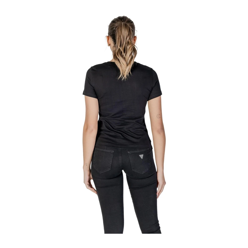 Guess Zwart Bloemen T-shirt Black Dames