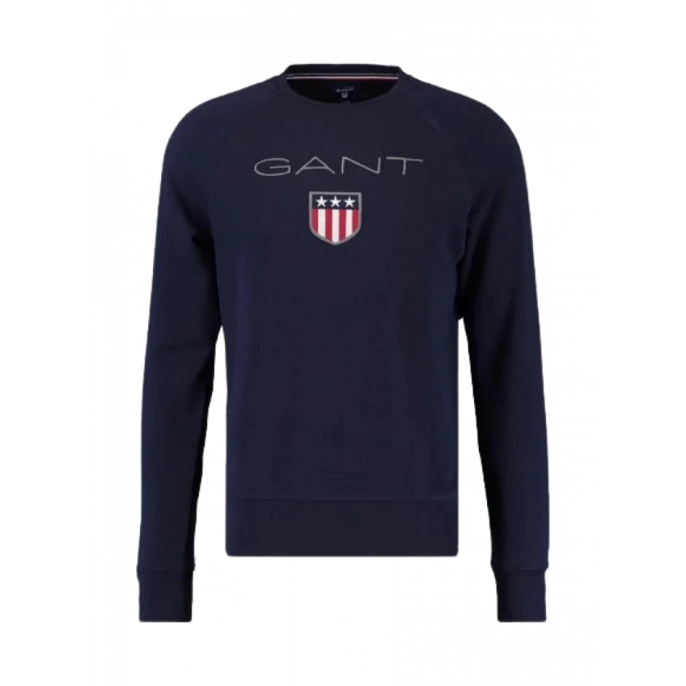 Gant Casual hoodies met geribbelde zoom en manchetten Blue Heren