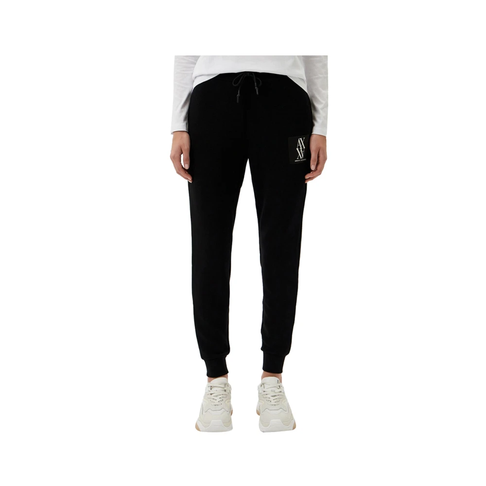 Emporio Armani Sportieve Zwarte Trekkoord Taille Logo Broek Black Dames