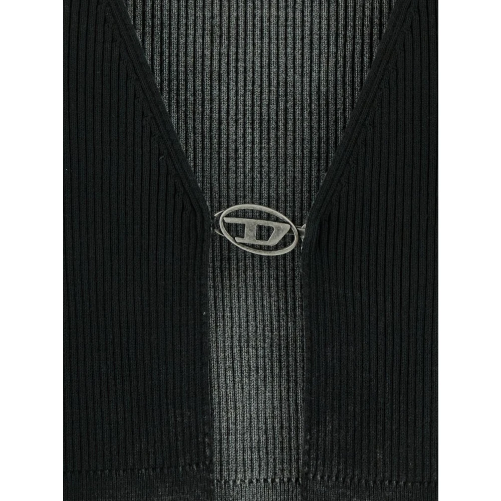 Diesel Logo Cardigan Sweater voor Vrouwen Gray Dames