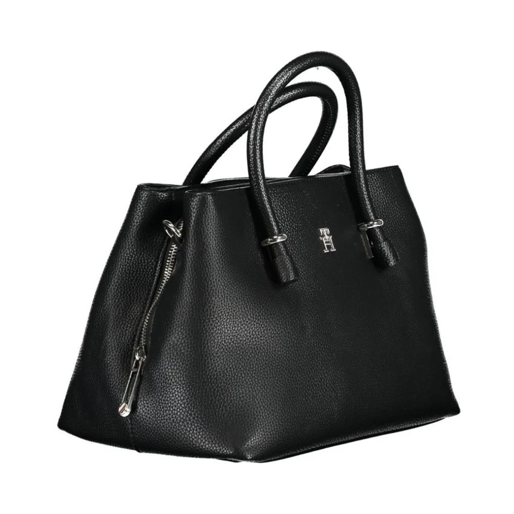 Tommy Hilfiger Zwarte Satchel Handtas met Contrasterende Details Black Dames