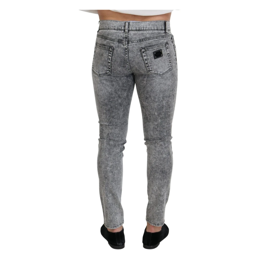 Dolce & Gabbana Chic Slim Fit Grijze Denim Jeans Gray Heren