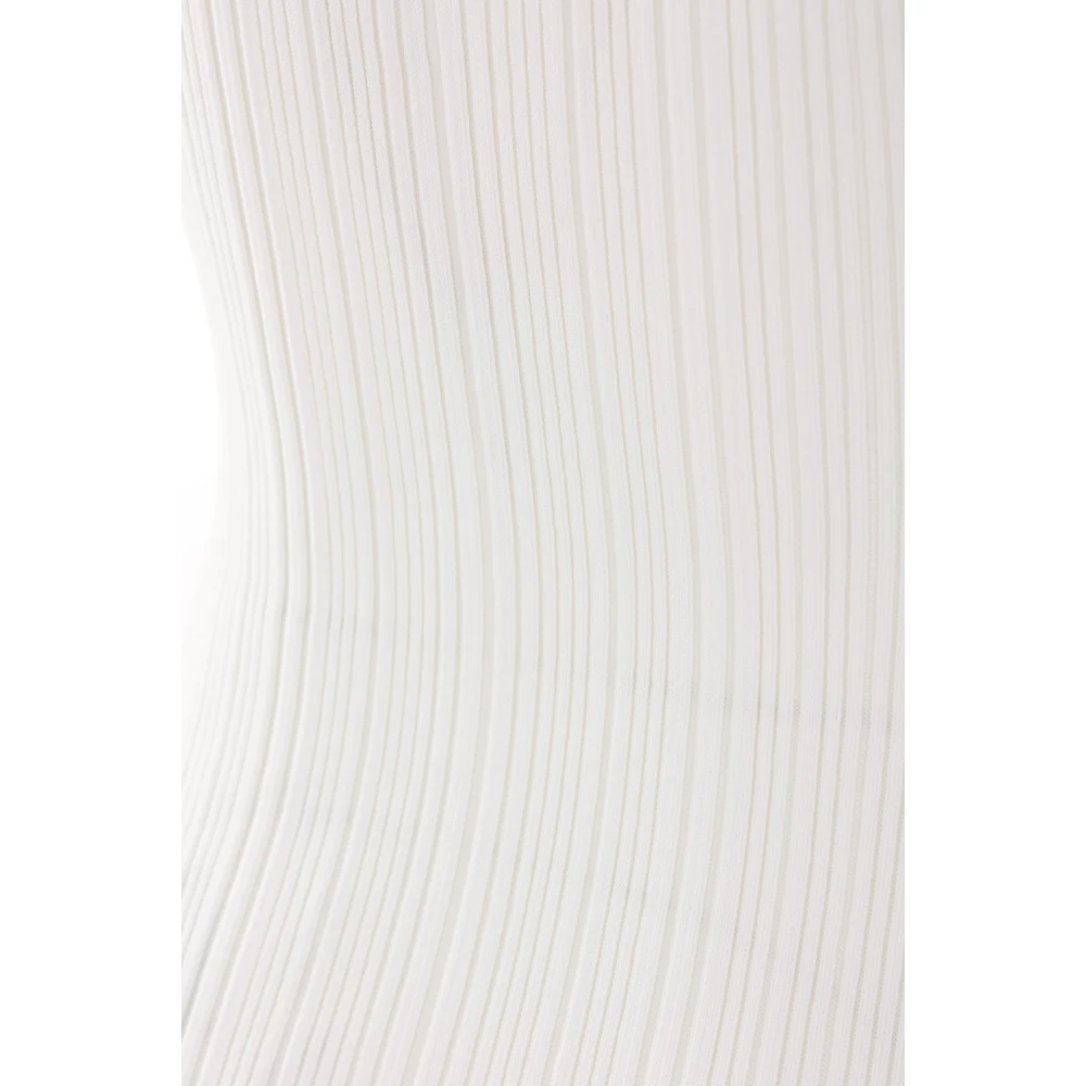 Self Portrait Witte Geribbelde Gebreide Jurk met V-hals White Dames