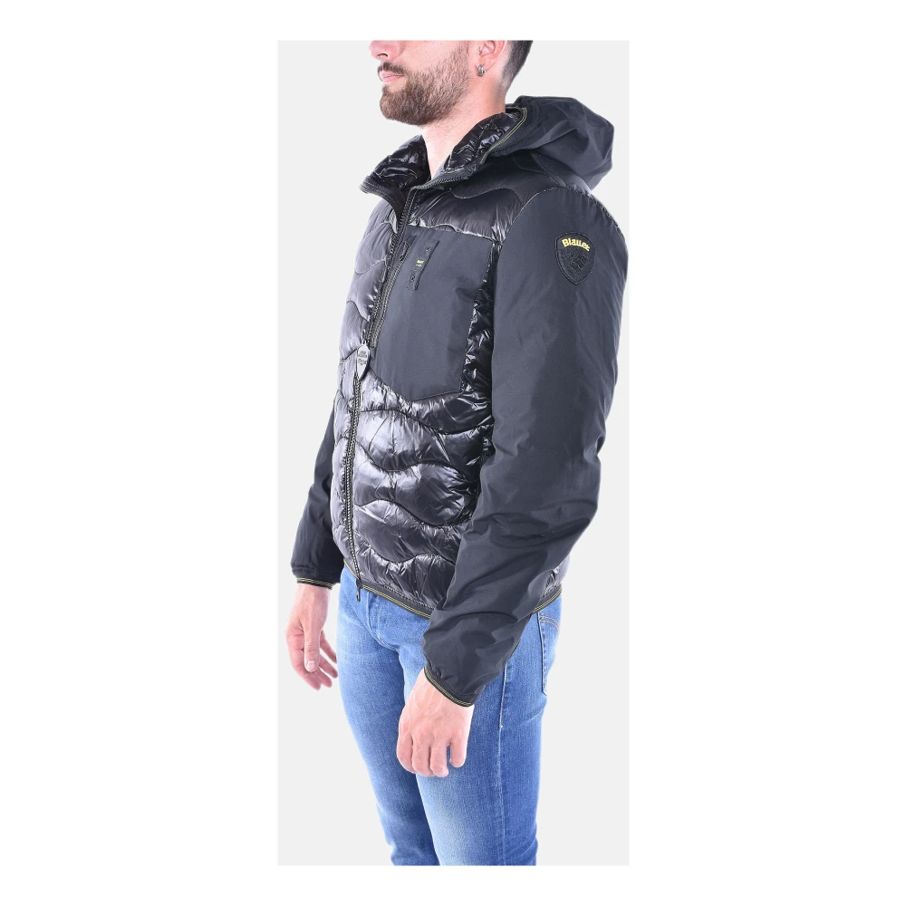 Blauer Gewatteerde jas met capuchon Black Heren