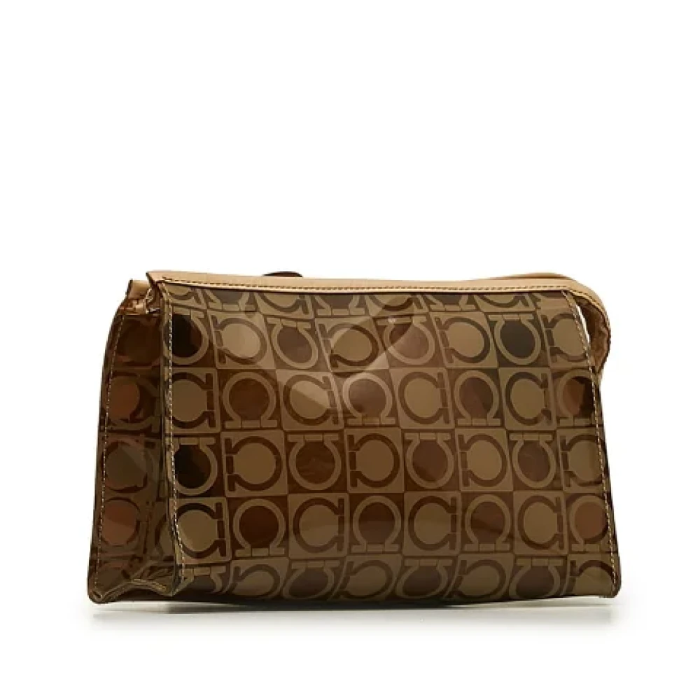 Salvatore Ferragamo Pre-owned Plastic clutches Brown Dames