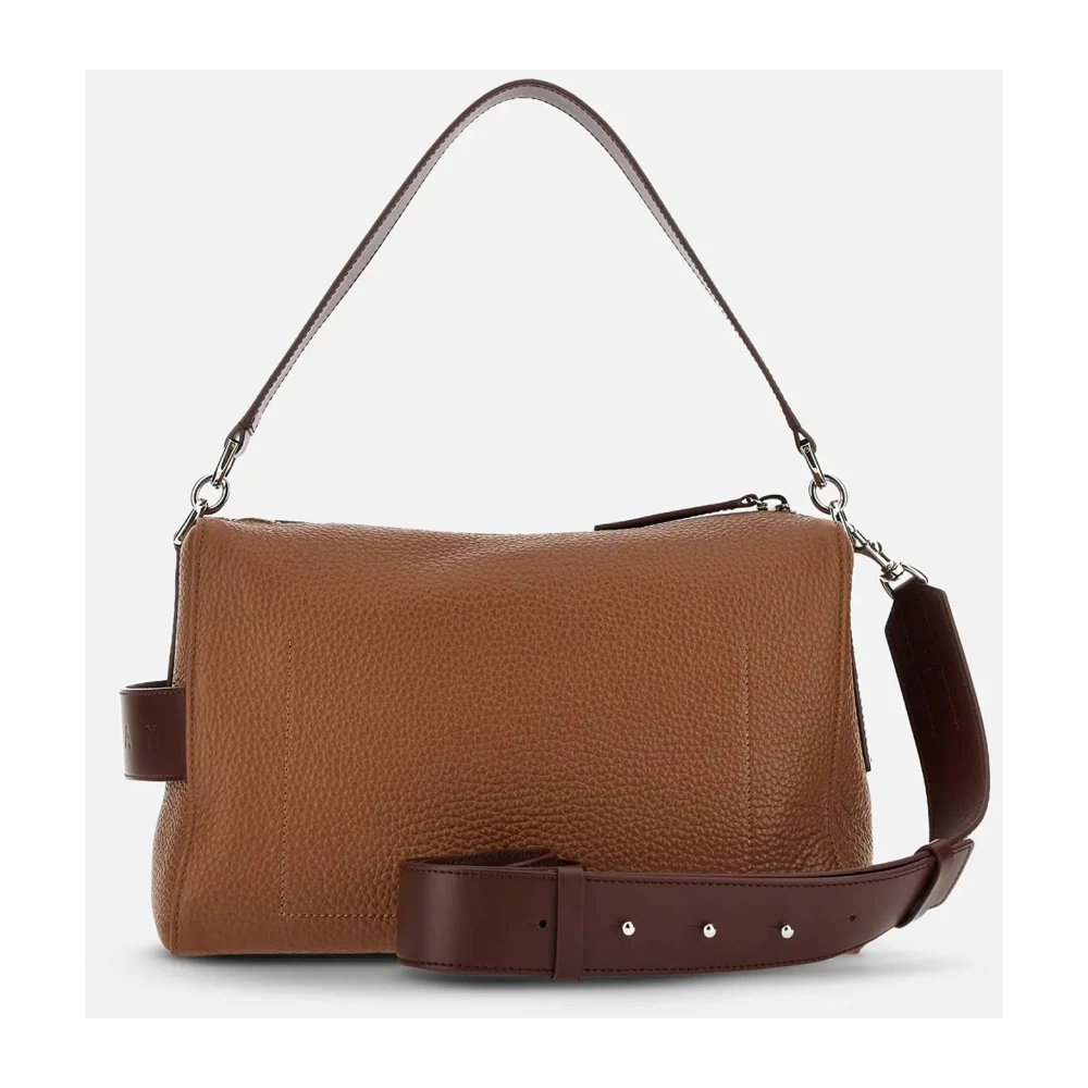 Hogan Script Satchel Tas in Bruin Leer Brown Dames