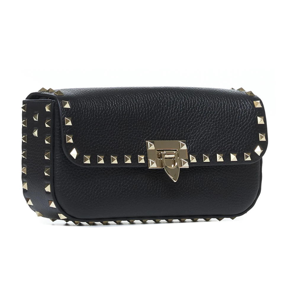 Valentino Garavani Zwarte wollen en zijden crossbody tas Black Dames