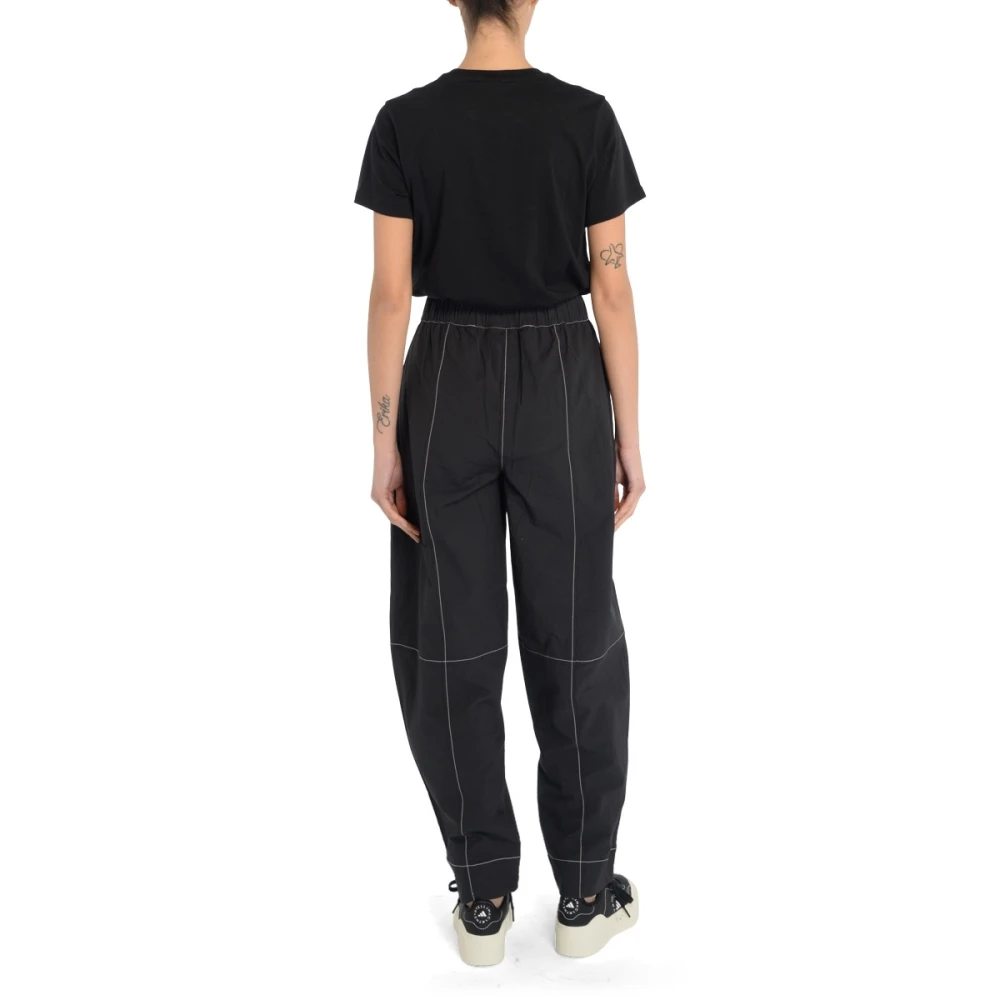 Ganni Zwarte elastische curve broek Black Dames
