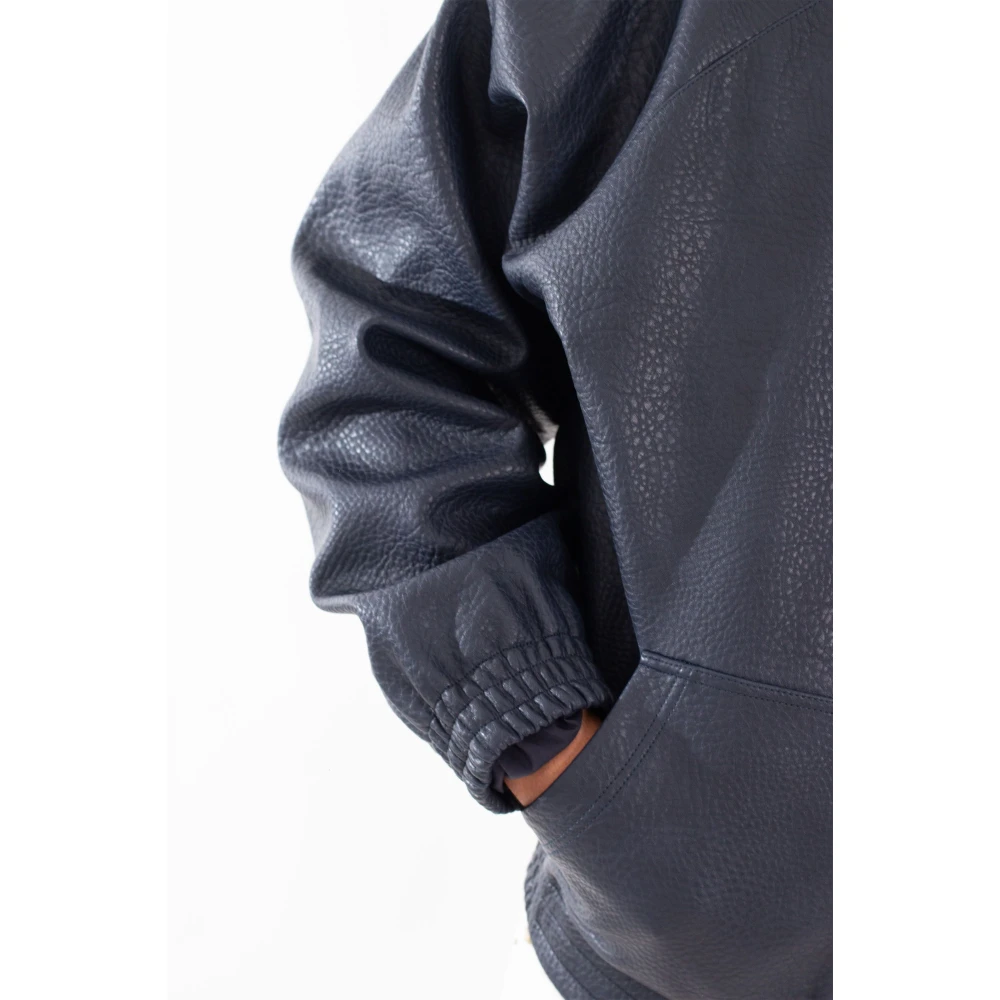 Arte Antwerp Blauwe Eco Leren Hoodie Jas Blue Heren