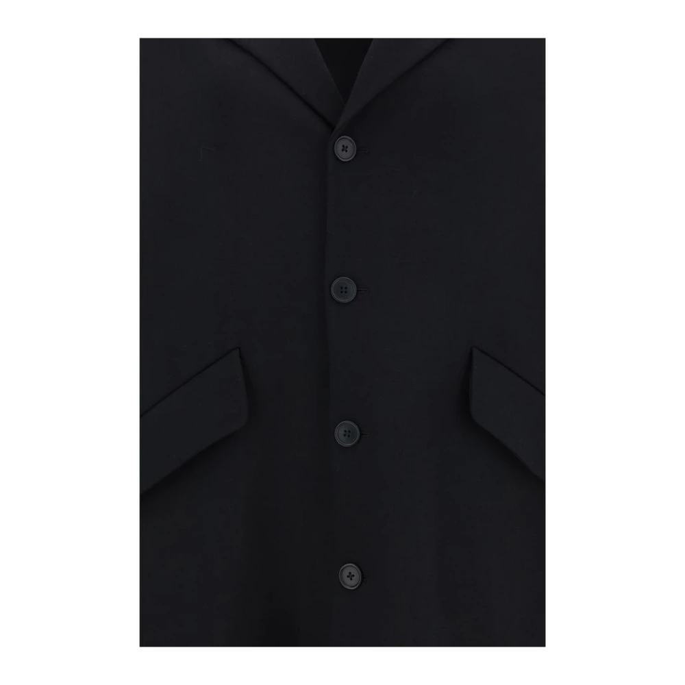 MM6 Maison Margiela Oversized Wollen Jas met Revers Black Dames
