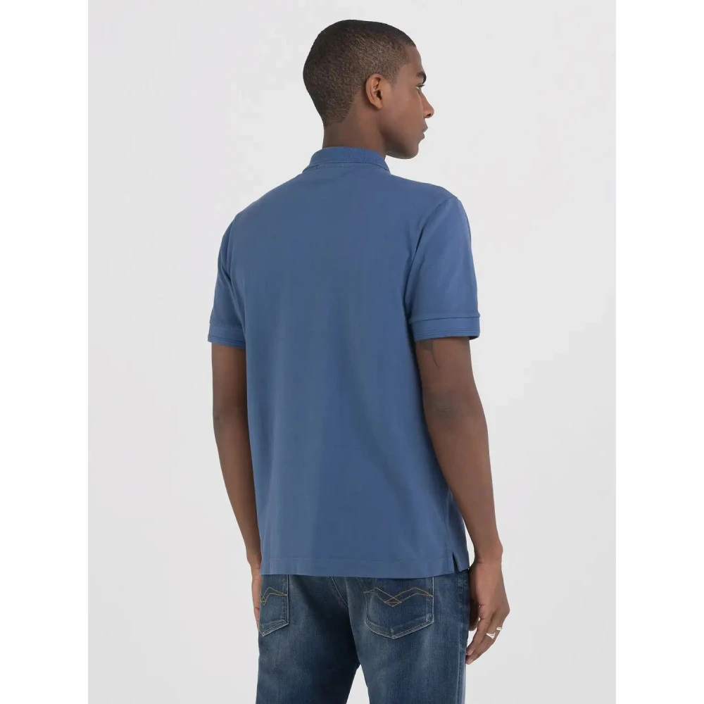Replay Katoenen Polo Shirt met Korte Mouwen Blue Heren
