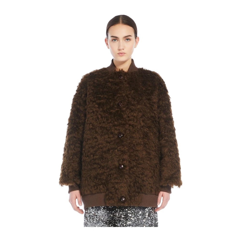 Max Mara Weekend Bruine Mohair Bomberjas Brown Dames