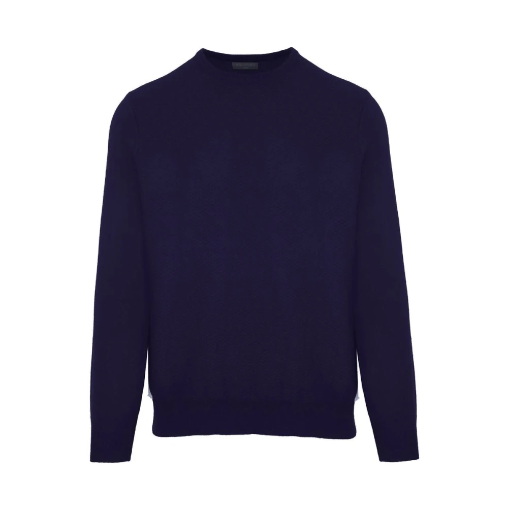 Malo Blauwe Wollen Coltrui met Kasjmier Blue Heren