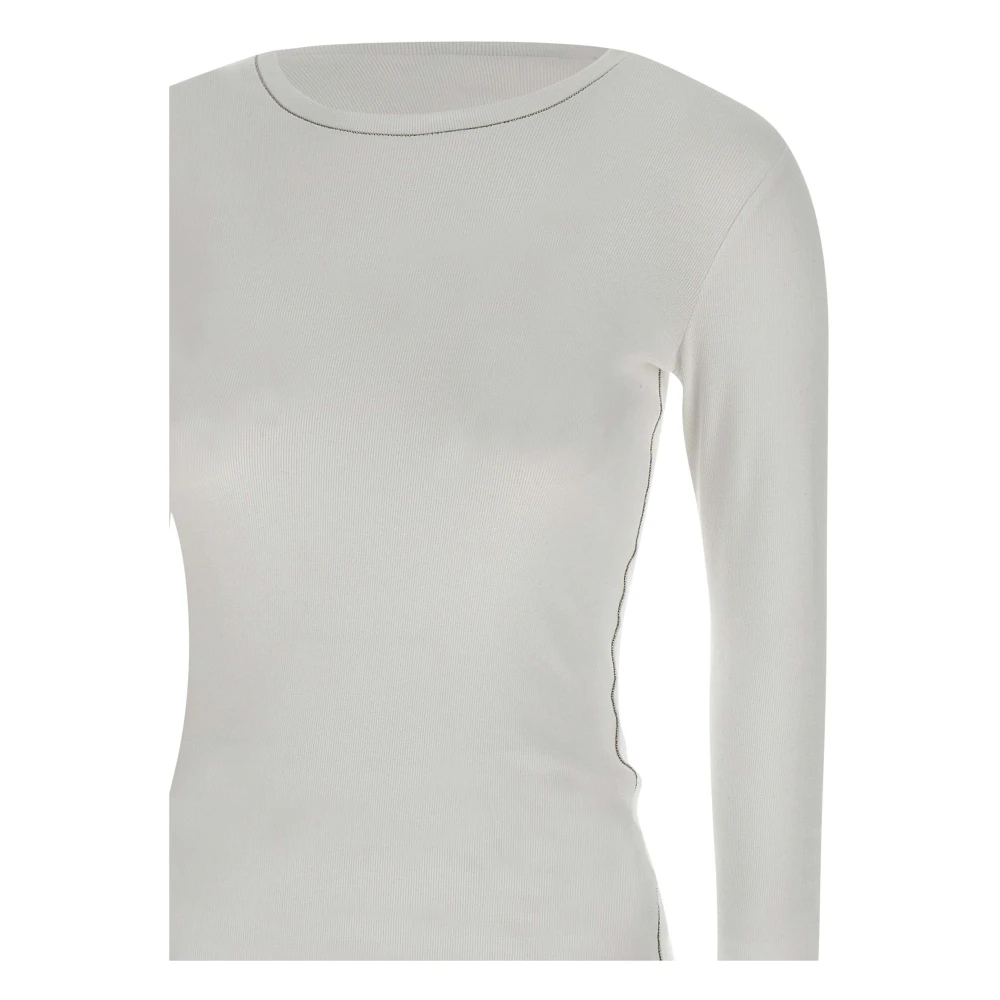 Fabiana Filippi Witte Katoenen Trui met Zilveren Detail White Dames