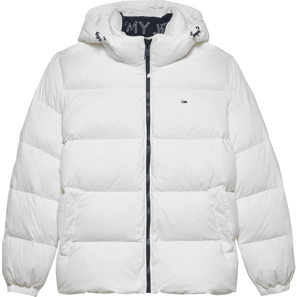 Tommy Jeans Men's White Water Repellent Down Hooded Jacket