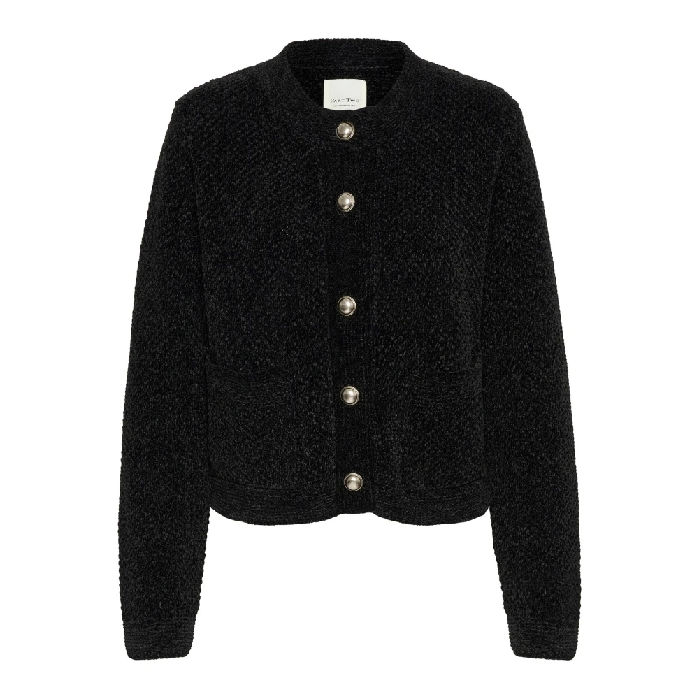 Part Two Zwarte Gebreide Vest Mikapw Ca Strik Black Dames