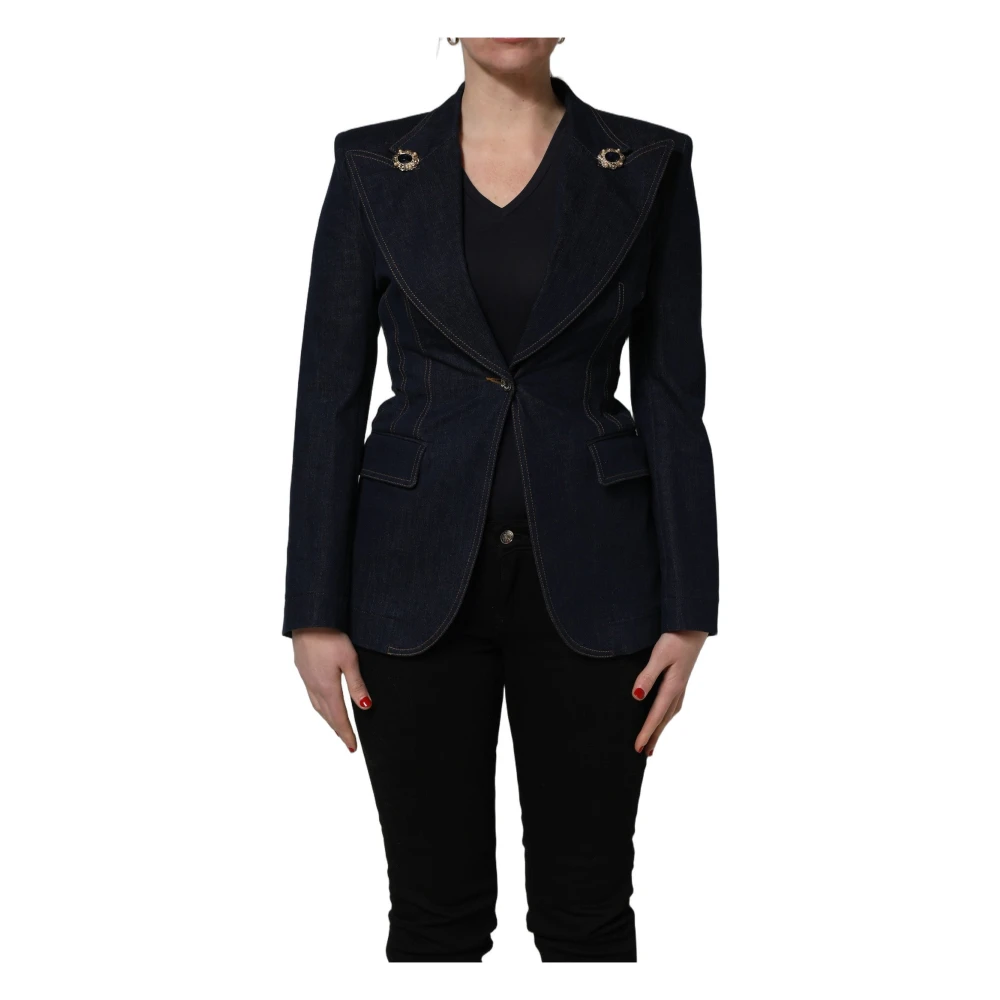 Dolce & Gabbana Women's Blue Blazers, Xs, Single-Breasted Denim Blazer