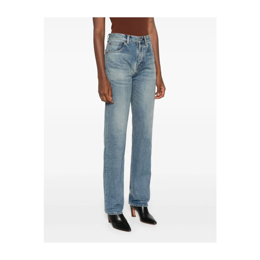 Saint Laurent Straight Leg Denim Jeans Blue Dames
