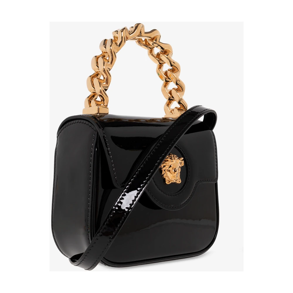 Versace La Medusa Mini lakleren schoudertas Black Dames