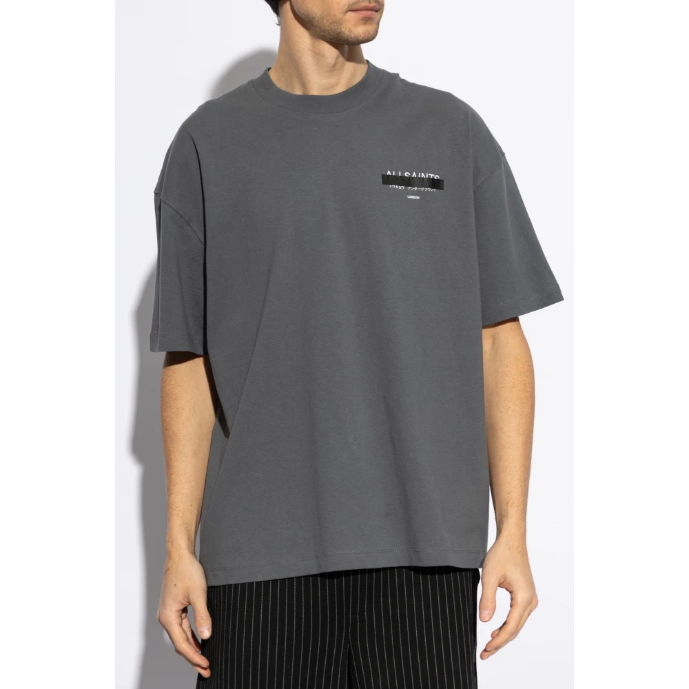AllSaints Redact Oversize T-shirt Gray Heren