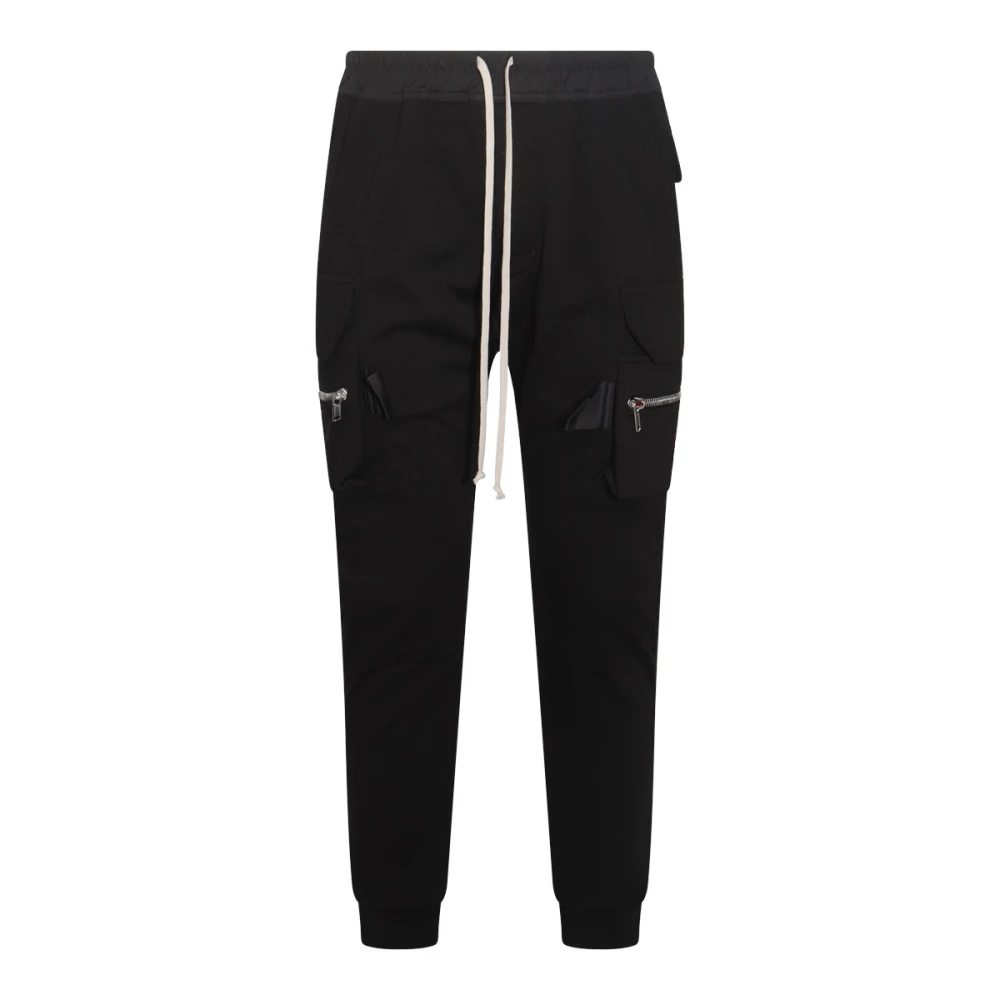 Rick Owens Zwarte Katoenen Elastische Taille Broek Black Heren